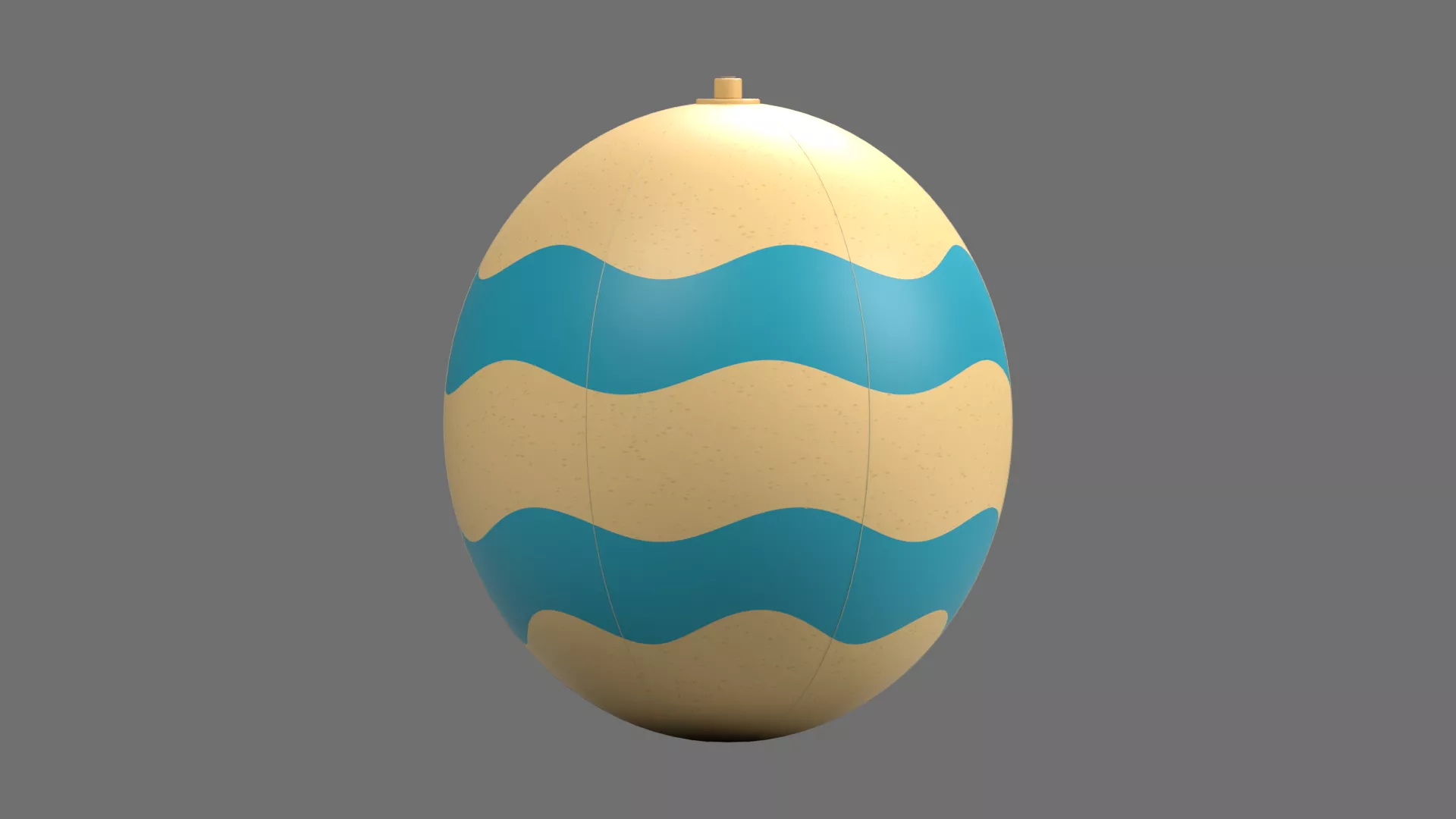 Pastel Beach Ball with Wavy Blue Bands Low-poly 3D model