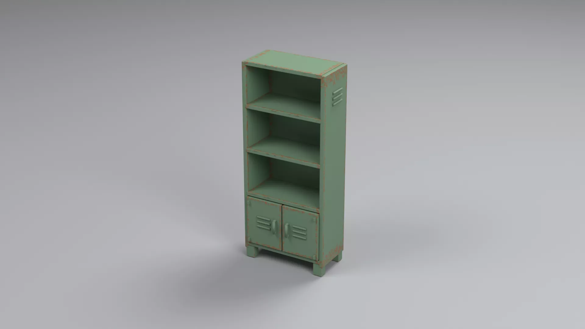 Weathered Green Tall Storage Cabinet Low-poly 3D model