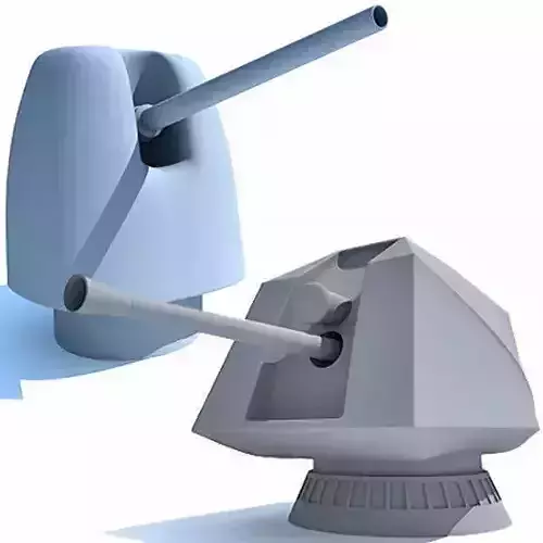 Set of 2 Deck Guns 3D model