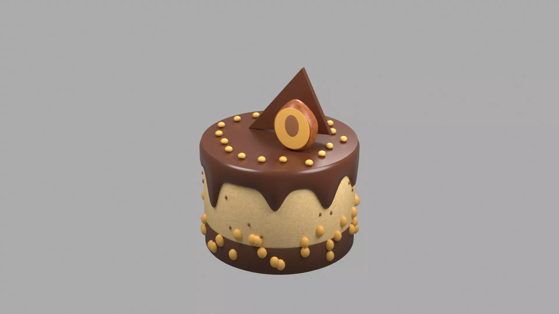 Mini Chocolate Nut Gateau with Cream Drips Low-poly 3D model