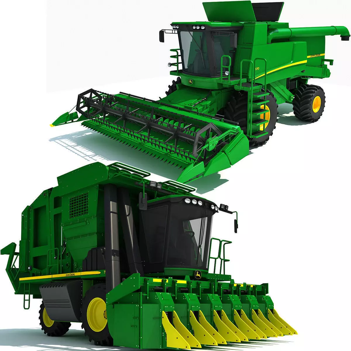 Collection of Green 2 Combines 3D model_0
