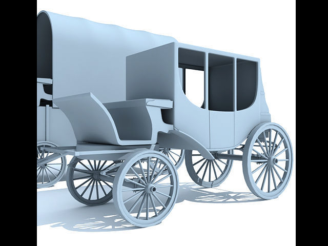 Detailed Old West Carriages 3D model_2