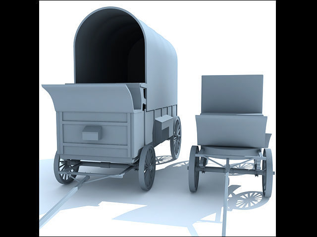Detailed Old West Carriages 3D model_1