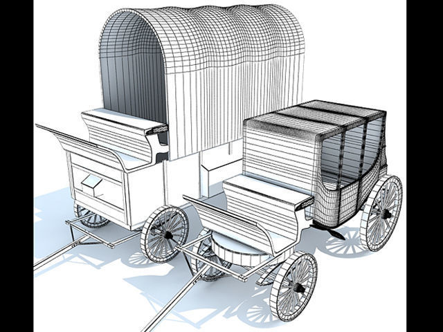 Detailed Old West Carriages 3D model_7