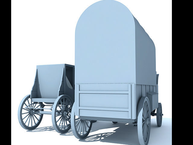 Detailed Old West Carriages 3D model_4