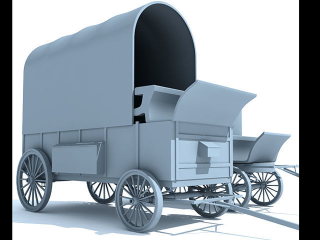 Detailed Old West Carriages 3D model_3