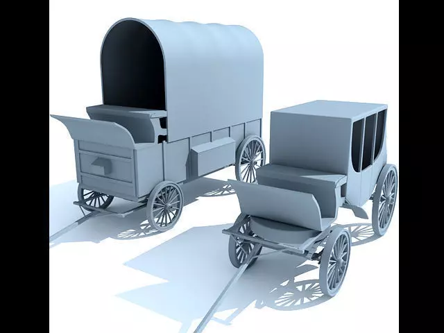 Detailed Old West Carriages 3D model_0