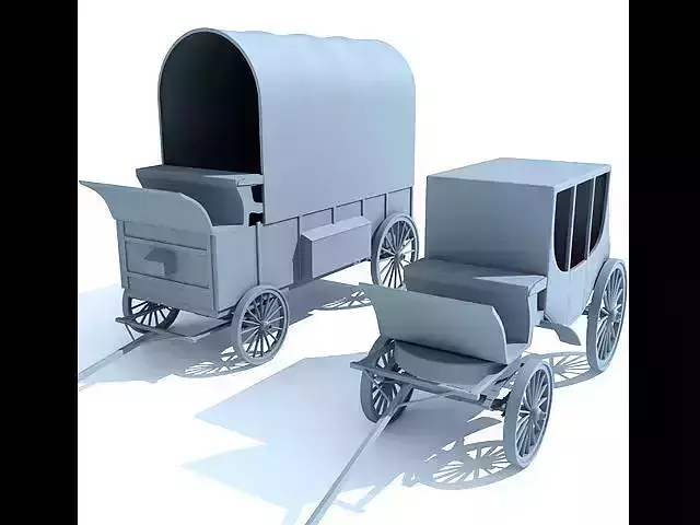 Detailed Old West Carriages 3D model