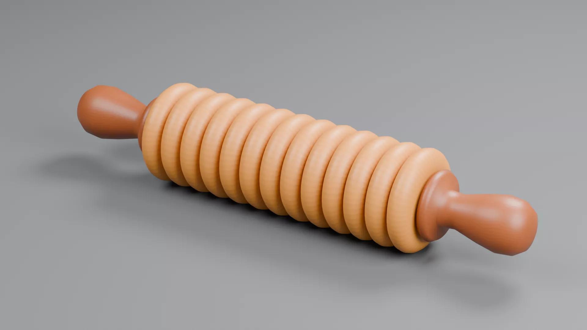 Ribbed Wooden Dough Roller Low-poly 3D model