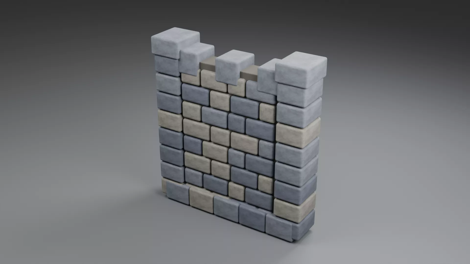 Socket Segment 3D model Gray Stone Battlement Wall Segment VR / AR / low-poly | CGTrader