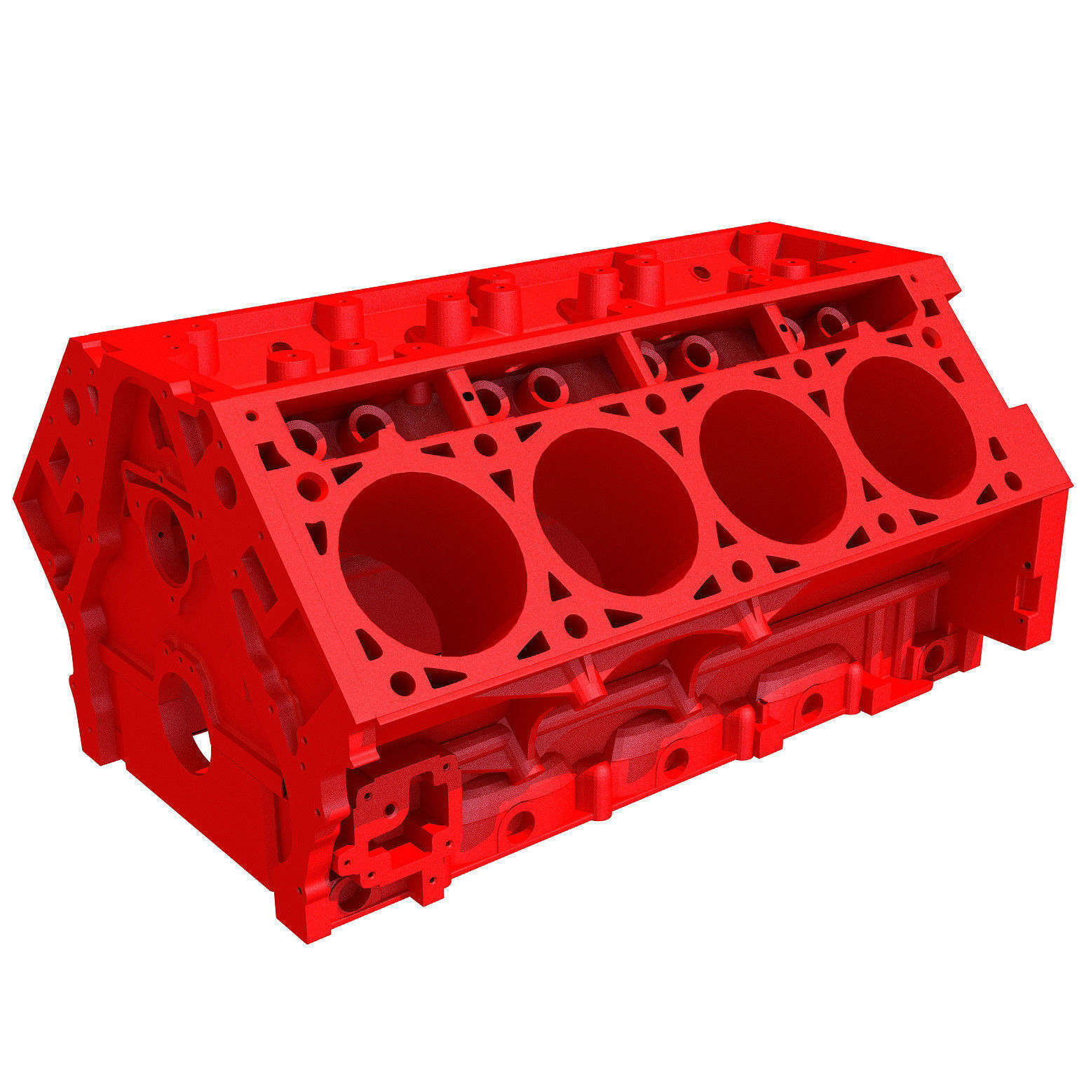 Printable V8 Engine Block 3D model_2