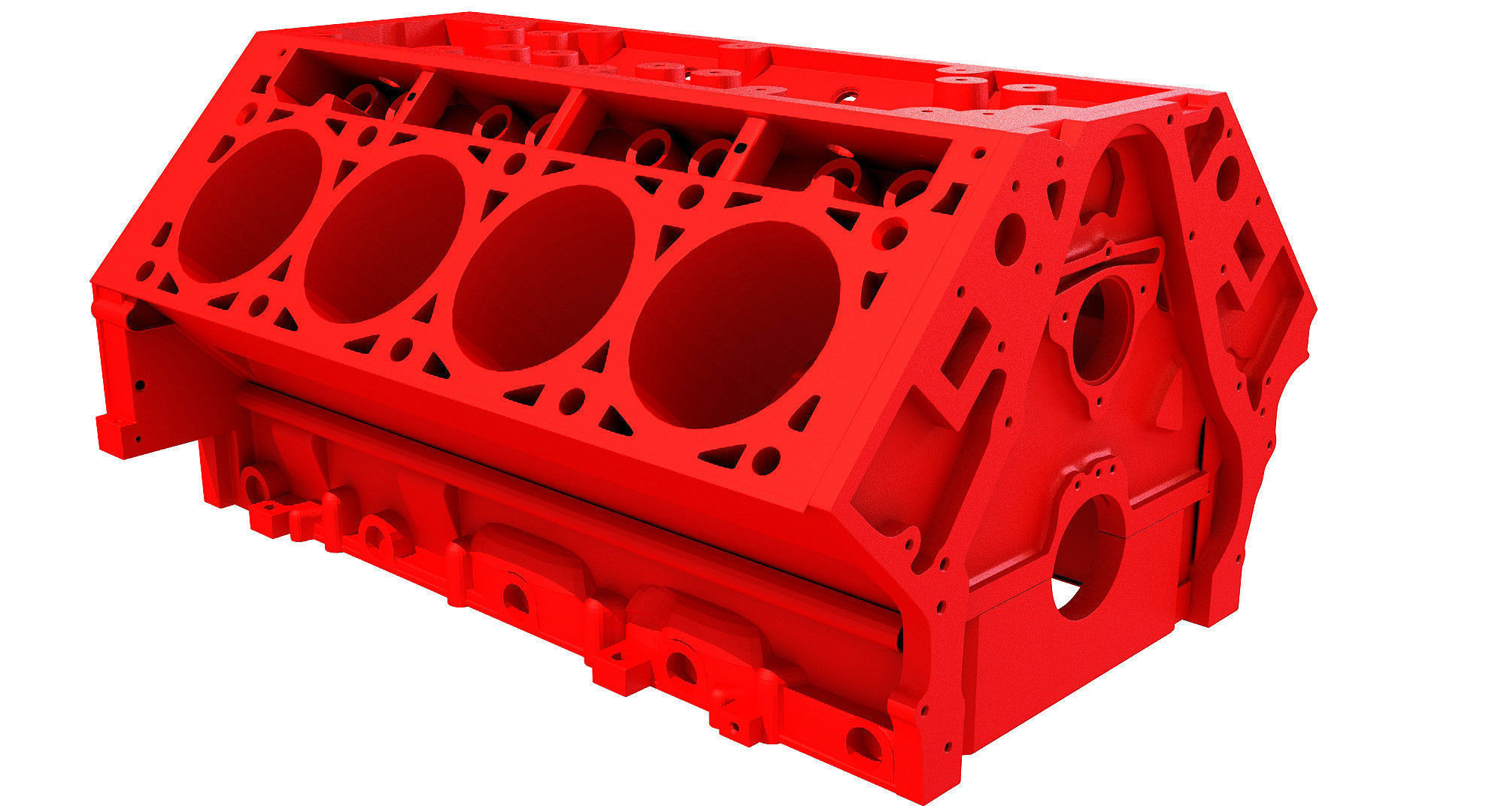Printable V8 Engine Block 3D model_1