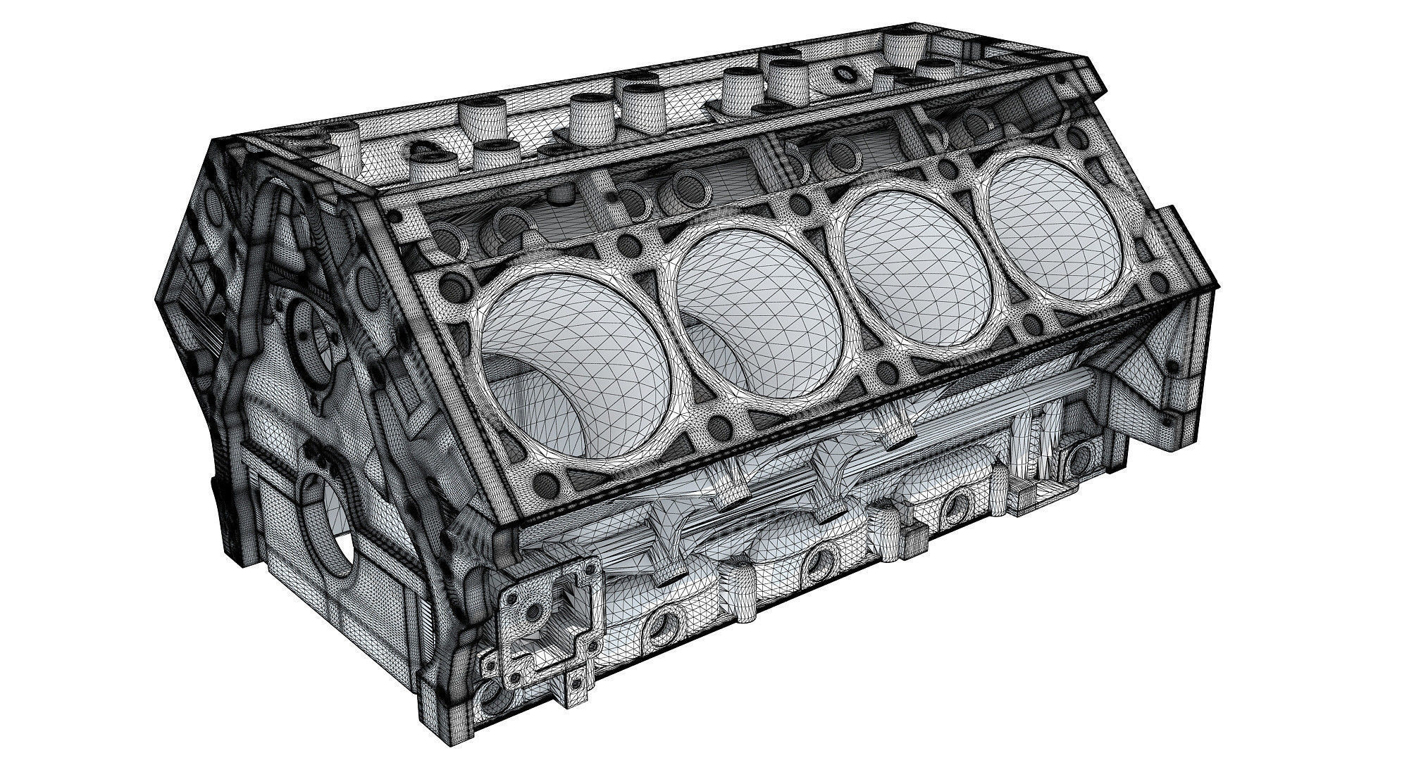 Printable V8 Engine Block 3D model_5