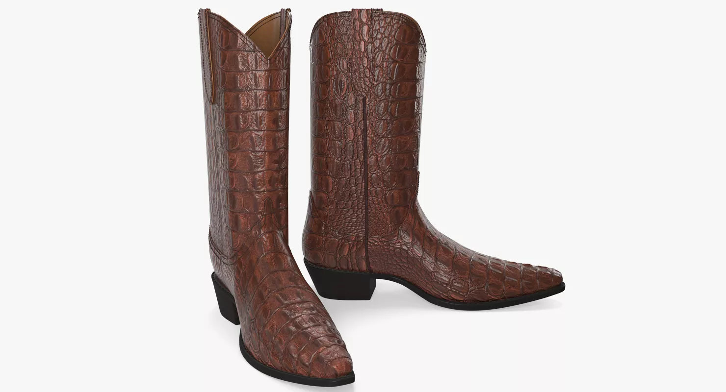 Crocodile Cowboy Boots 3D model
