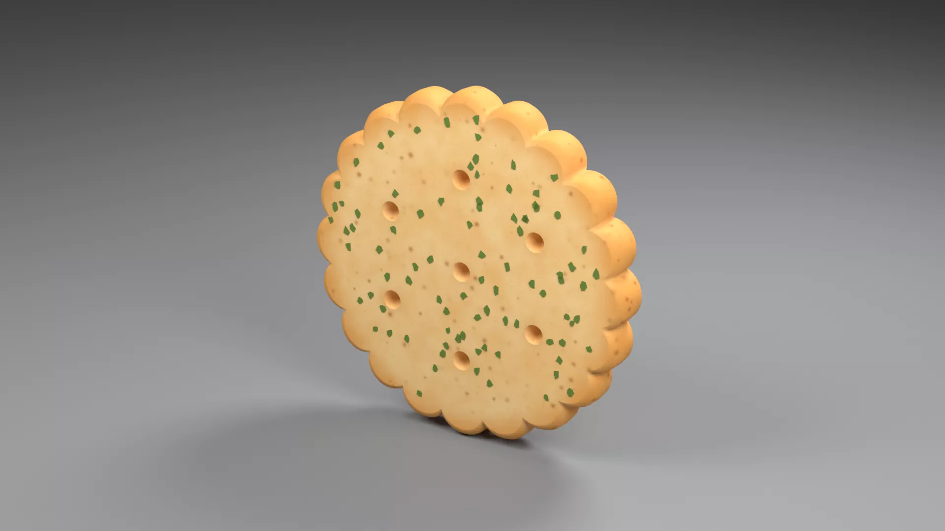 Round Seeded Crisp Biscuit Low-poly 3D model