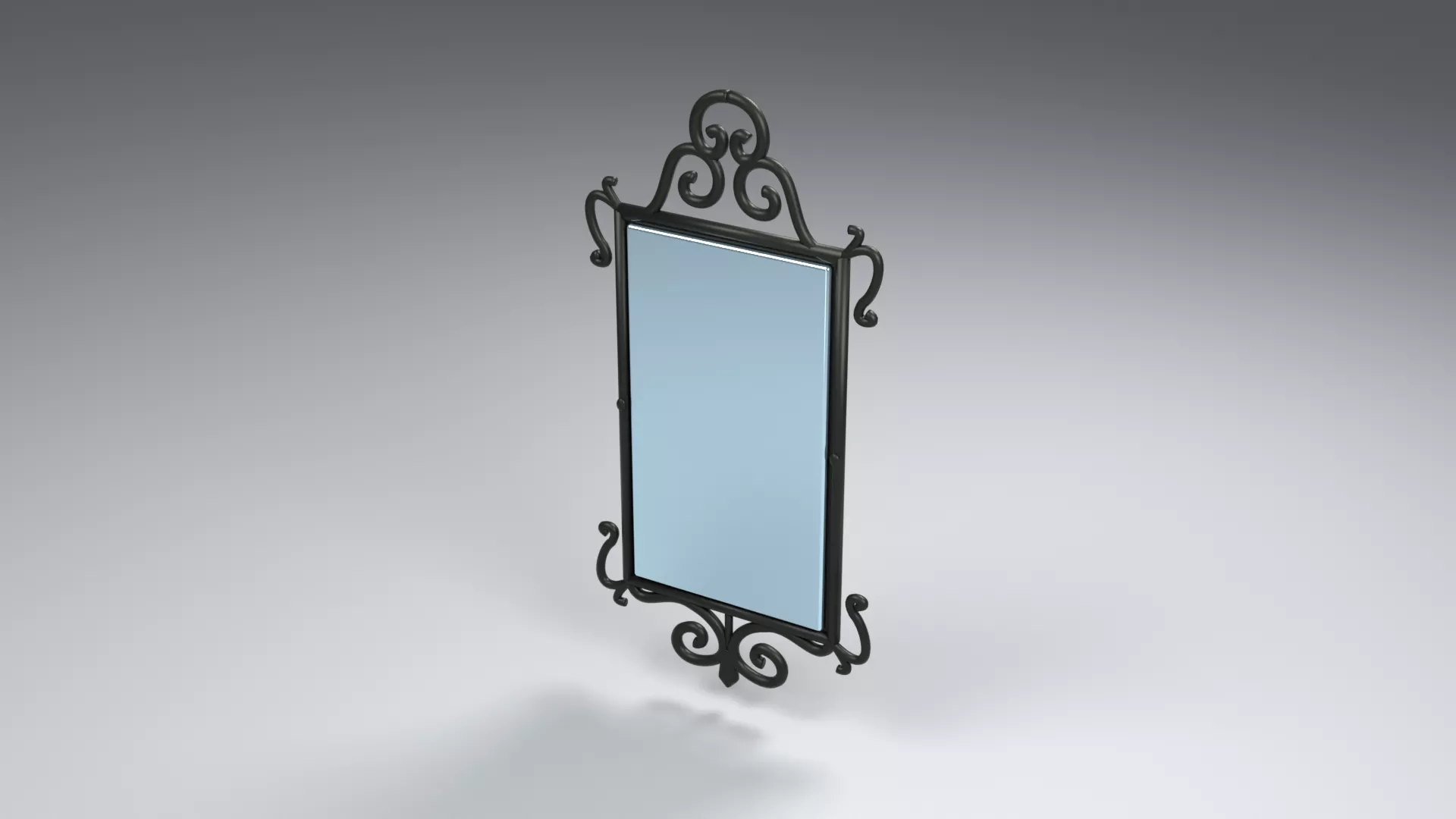 Black Scrollwork Rectangular Wall Mirror Low-poly 3D model
