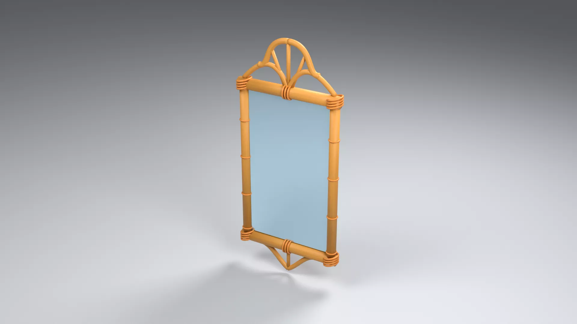 Golden Framed Mirror with Geometric Crown Low-poly 3D model