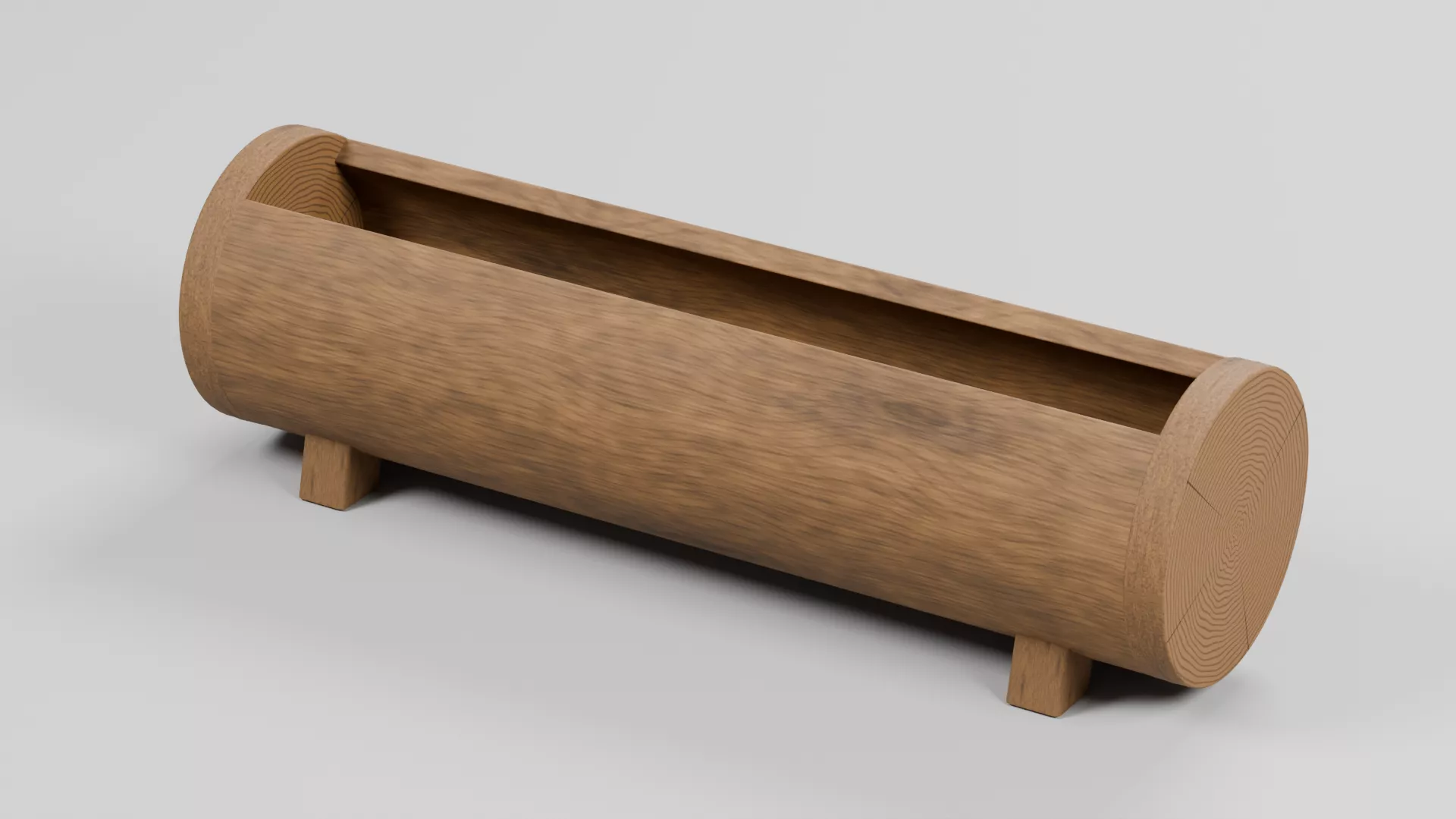Hollow Log Livestock Water Trough Low-poly 3D model