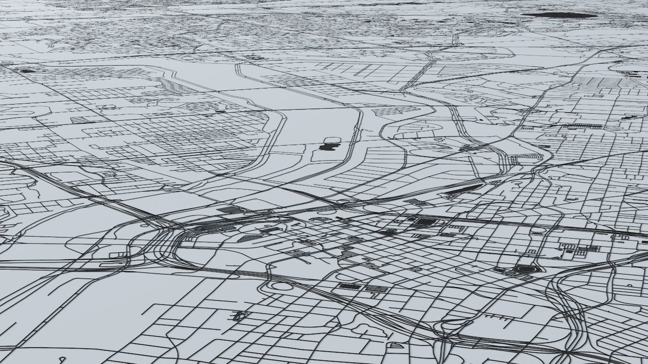 Dallas Road Network and Streets 3D model_4