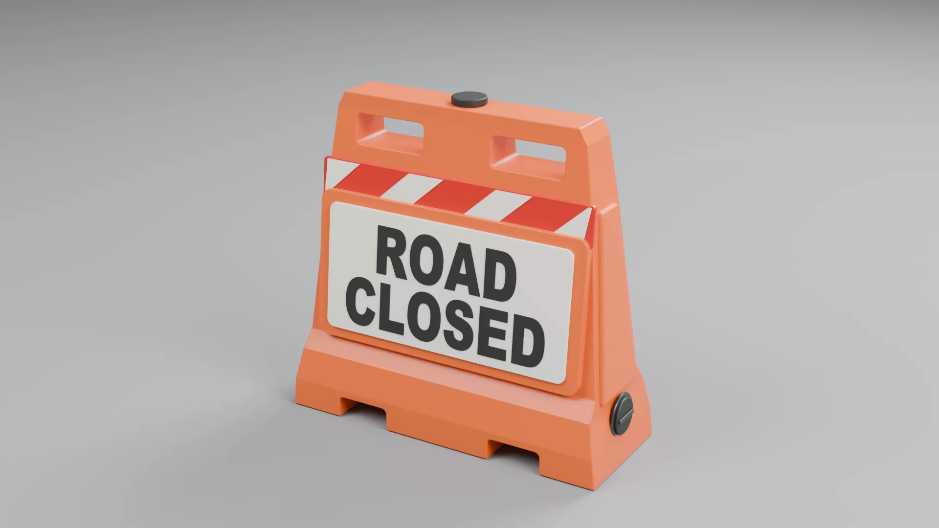 Orange Folding Road Closed Sign Low-poly 3D model