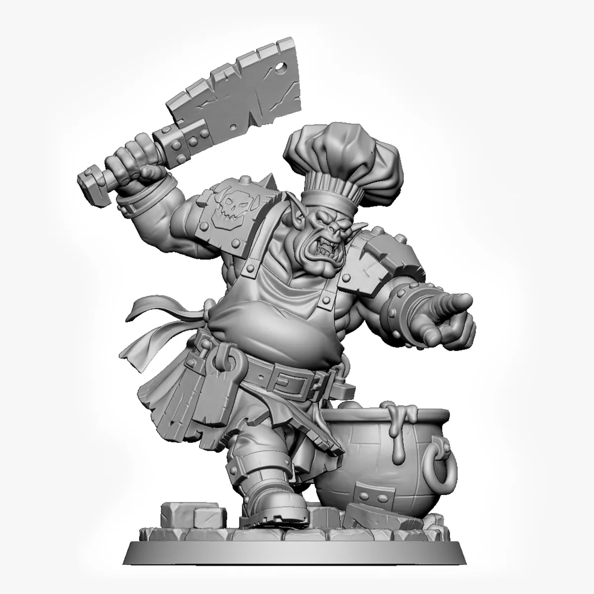 Orc 03 Chef Miniature with Cleaver - 3D Print Model 3D print model