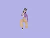Stylized 3D Female Character - Squatting Girl Offering Water 3D model ...