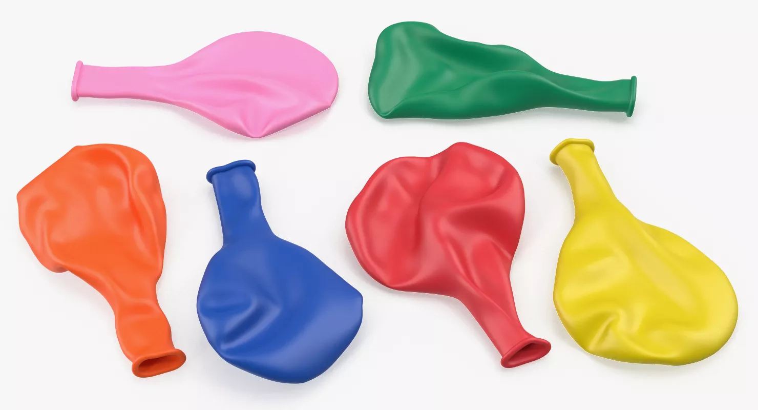 Flat Balloons in Different Colors 3D model