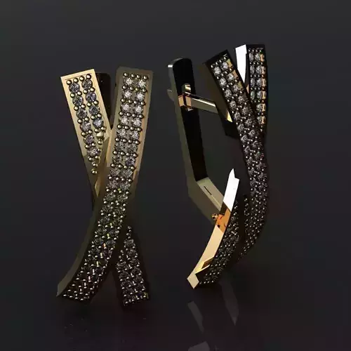 Earrings X two gold plated with diamonds