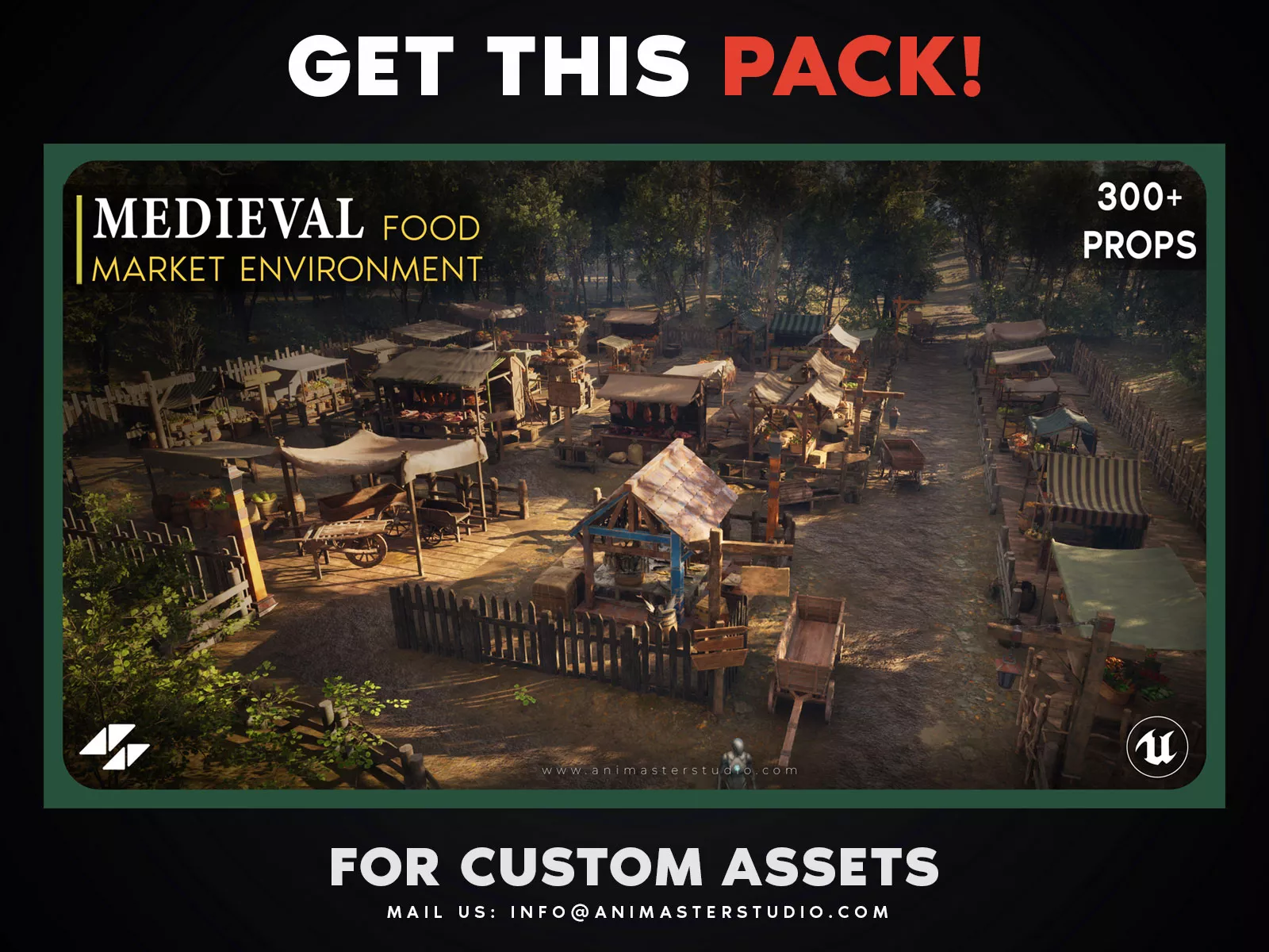 Medieval Market Environment Low-poly 3D model