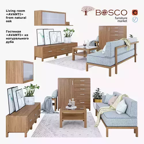 Avanti wooden cabinet with blanket on top 3D model