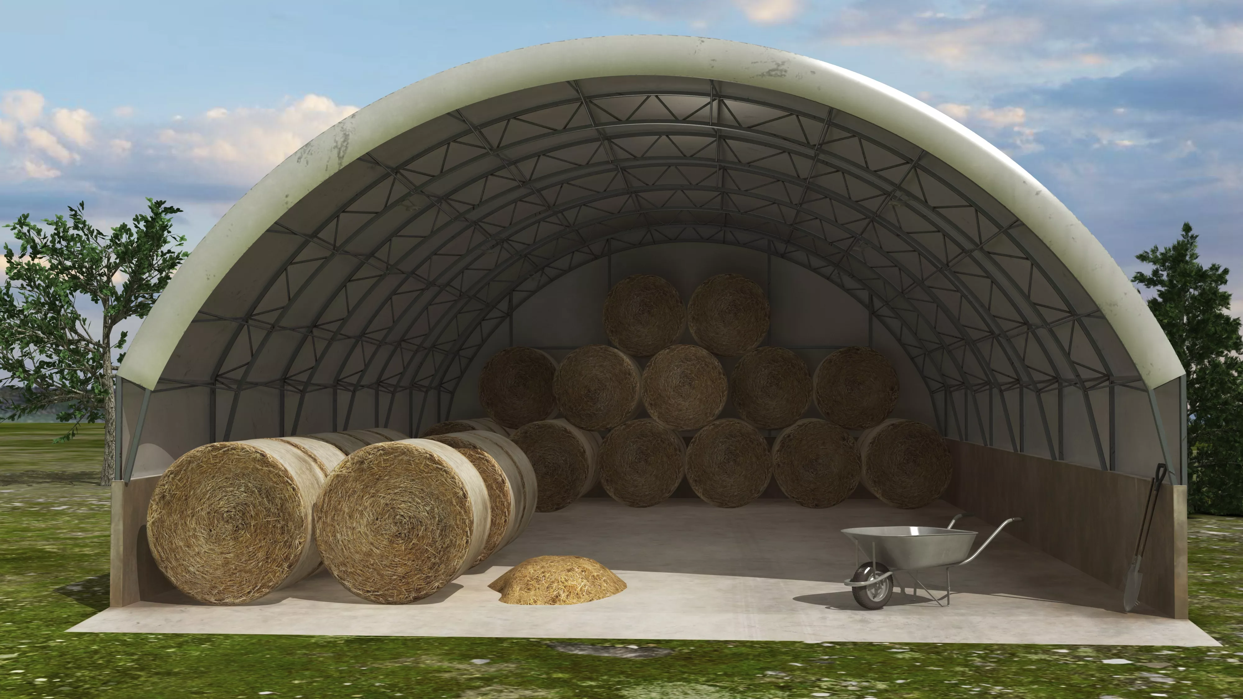 Hay Storage Barn Low-poly 3D model