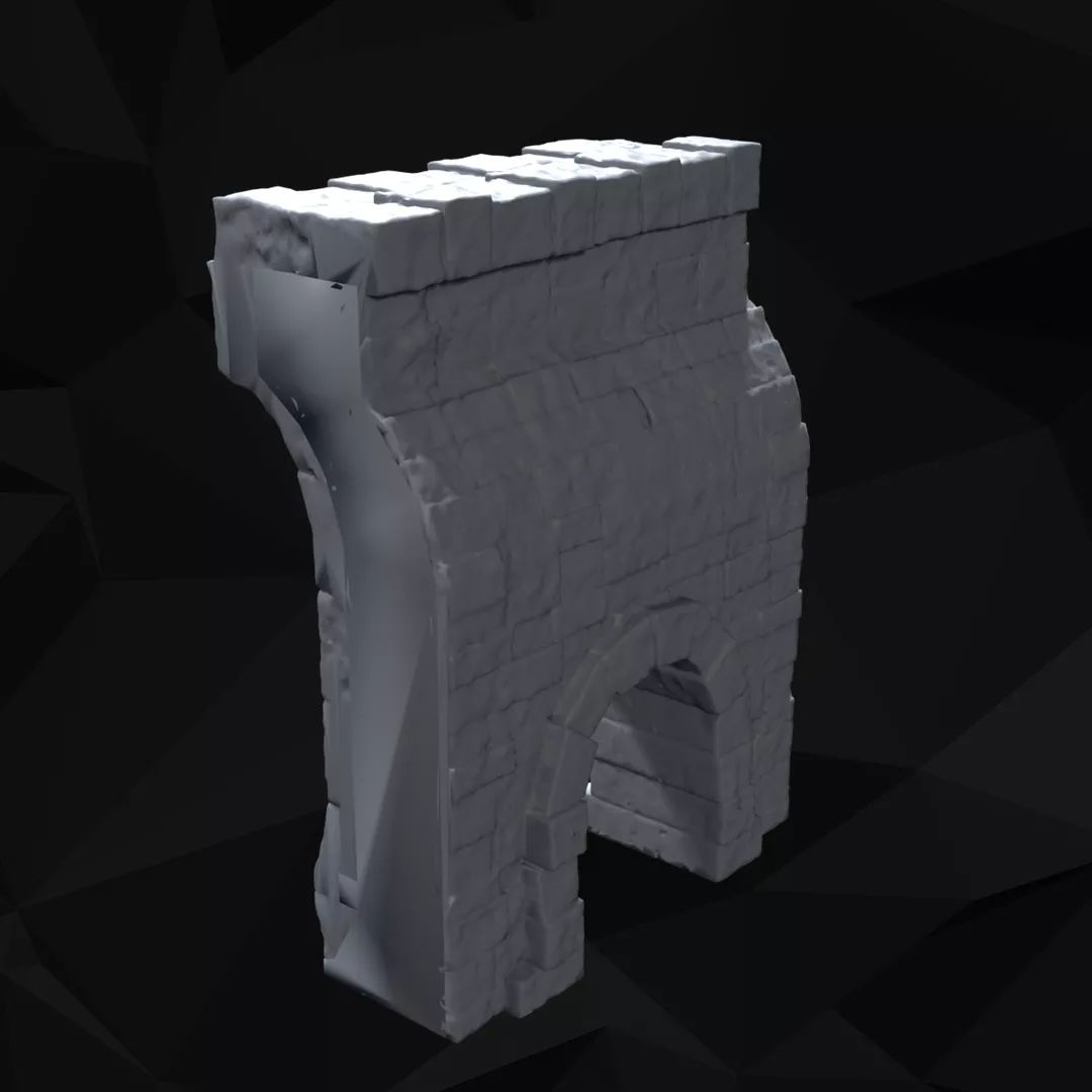 Gothic Dungeon Walls and Floor Tile 5 Piece Set 3D print model
