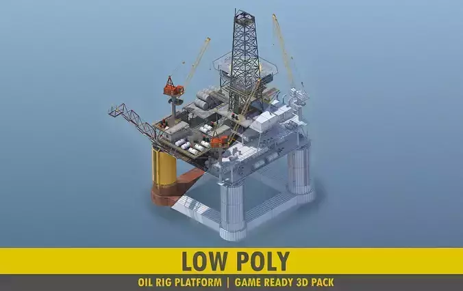 Oil Rig Platform - Pack  Low-poly 3D model