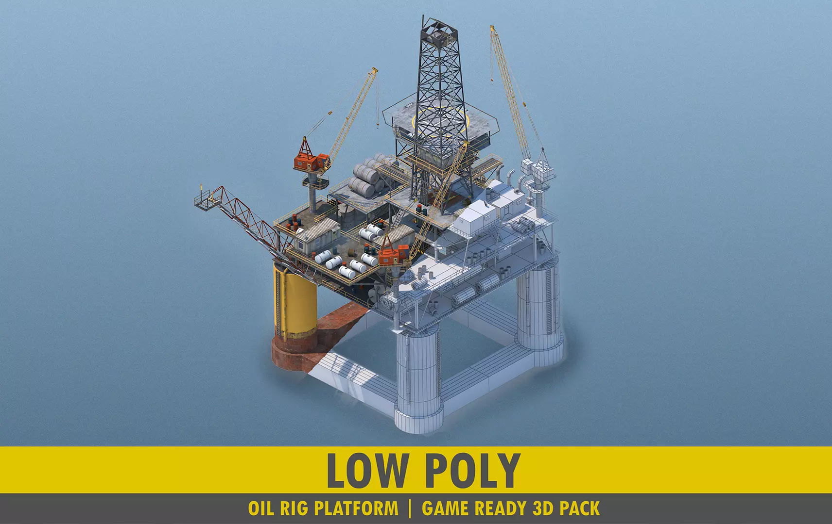 Oil Rig Platform - Pack Low-poly 3D model_0