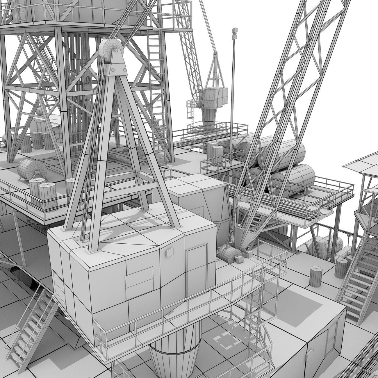 Oil Rig Platform - Pack Low-poly 3D model_10