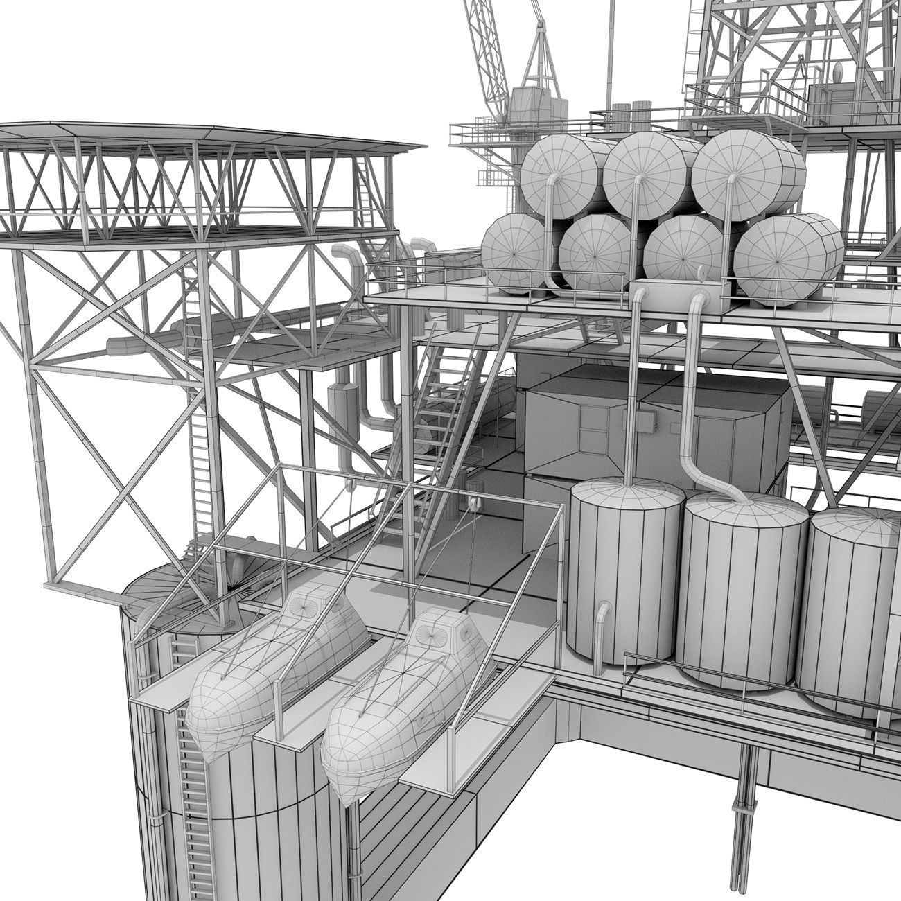 Oil Rig Platform - Pack Low-poly 3D model_8