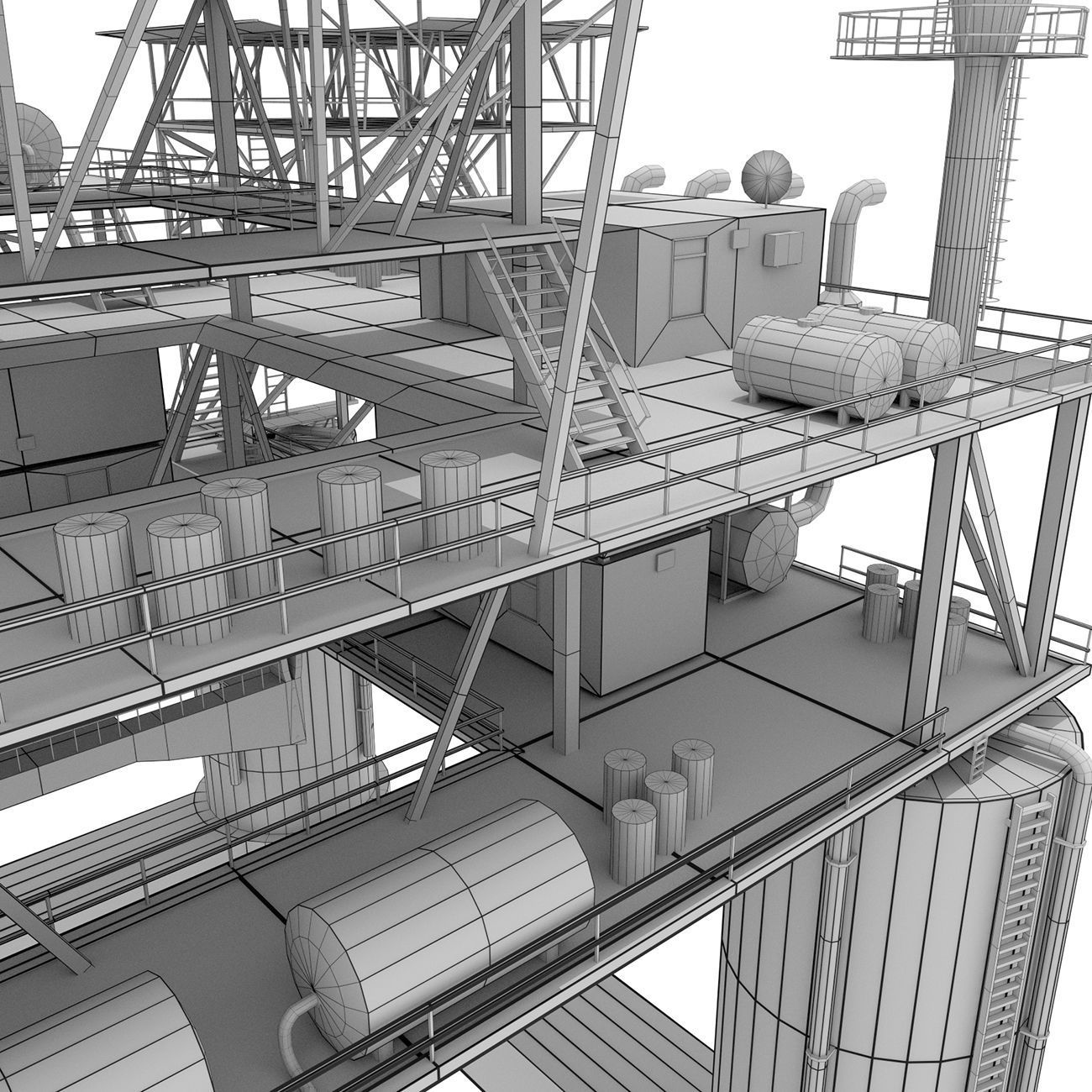 Oil Rig Platform - Pack Low-poly 3D model_12