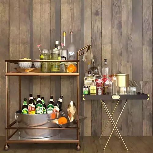 Set-30 bar cart with drinks