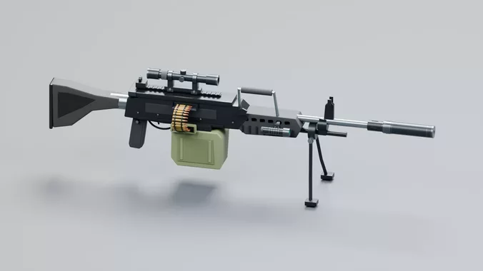 M249 Light Machine Gun Modular Game and Animation Ready