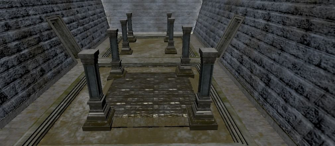 Arena underground passageway with pillars