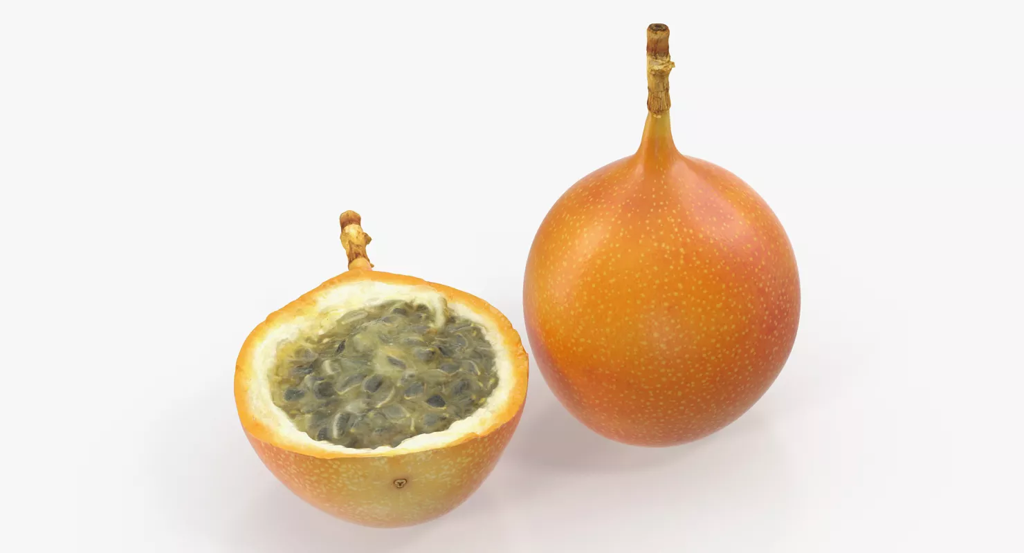 Granadilla Whole and Slice Fruit 3D model