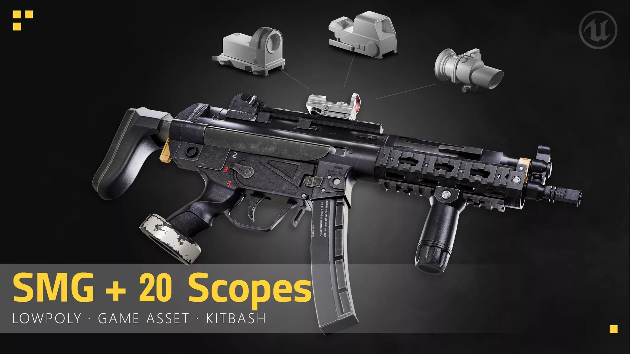 SMG - 20 Scopes Low-poly 3D model