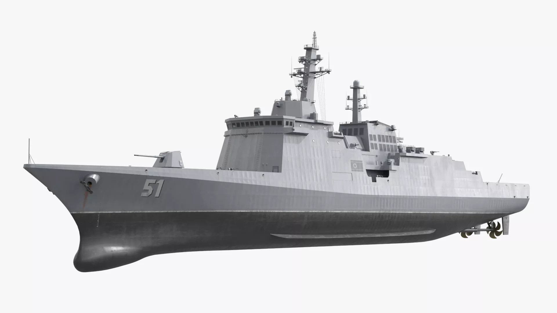 North Korean Kang Kon Destroyer Rigged 3D model