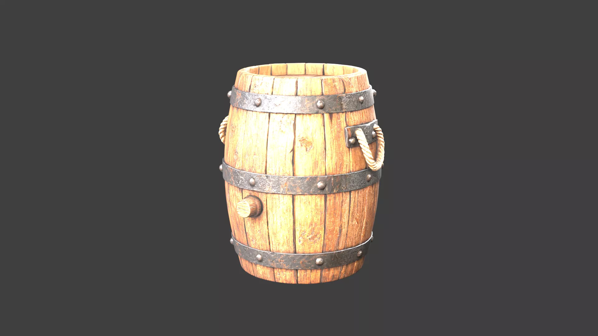 Medieval Wooden Barrel - HD and Game-Ready PACK Low-poly 3D model