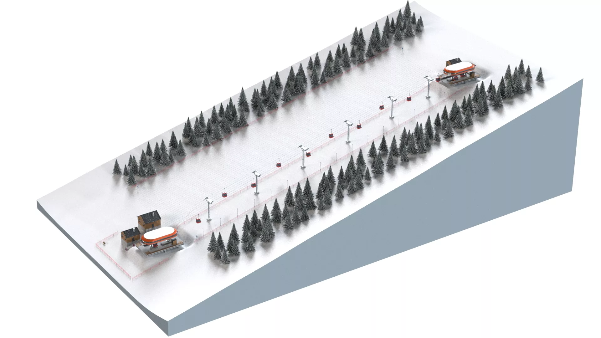 Alpine Gondola Low-poly 3D model