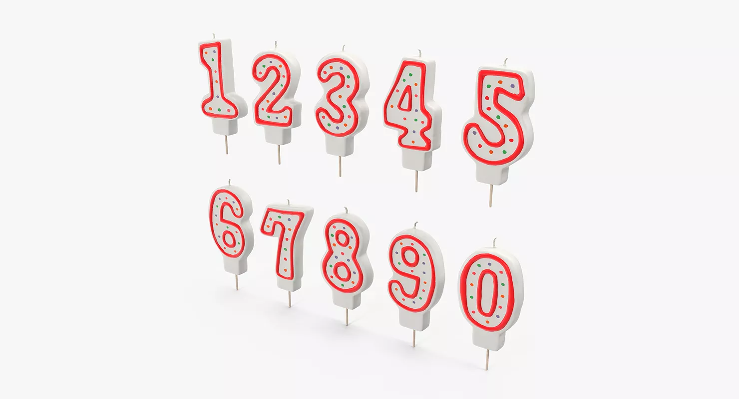 Birthday Number Candles Set 3D model