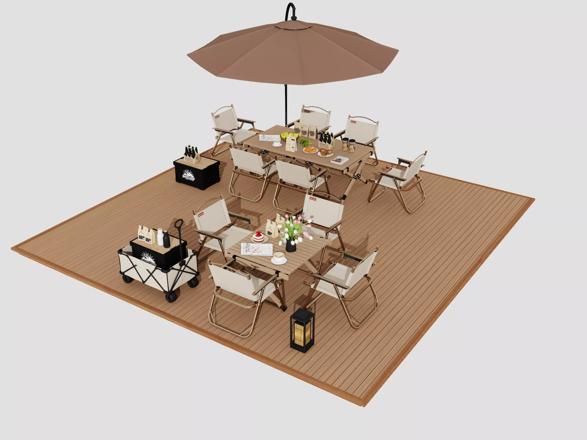 Camping Outdoor Picnic Table Chair Set Low-poly 3D model