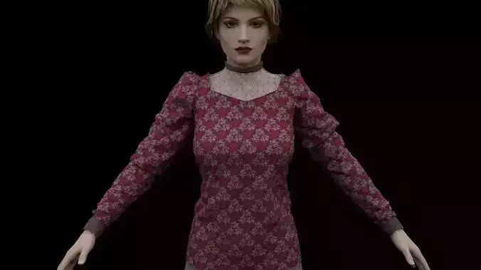 Stylish Designer Women Shirt with Lace 3D model  3D model