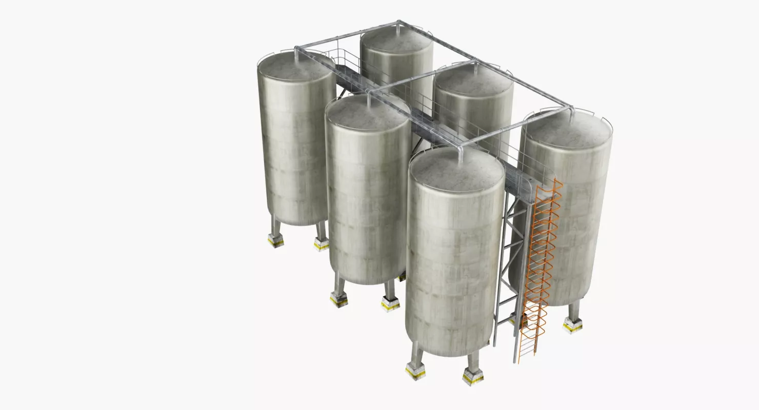 Oil Storage Tank Low-poly 3D model