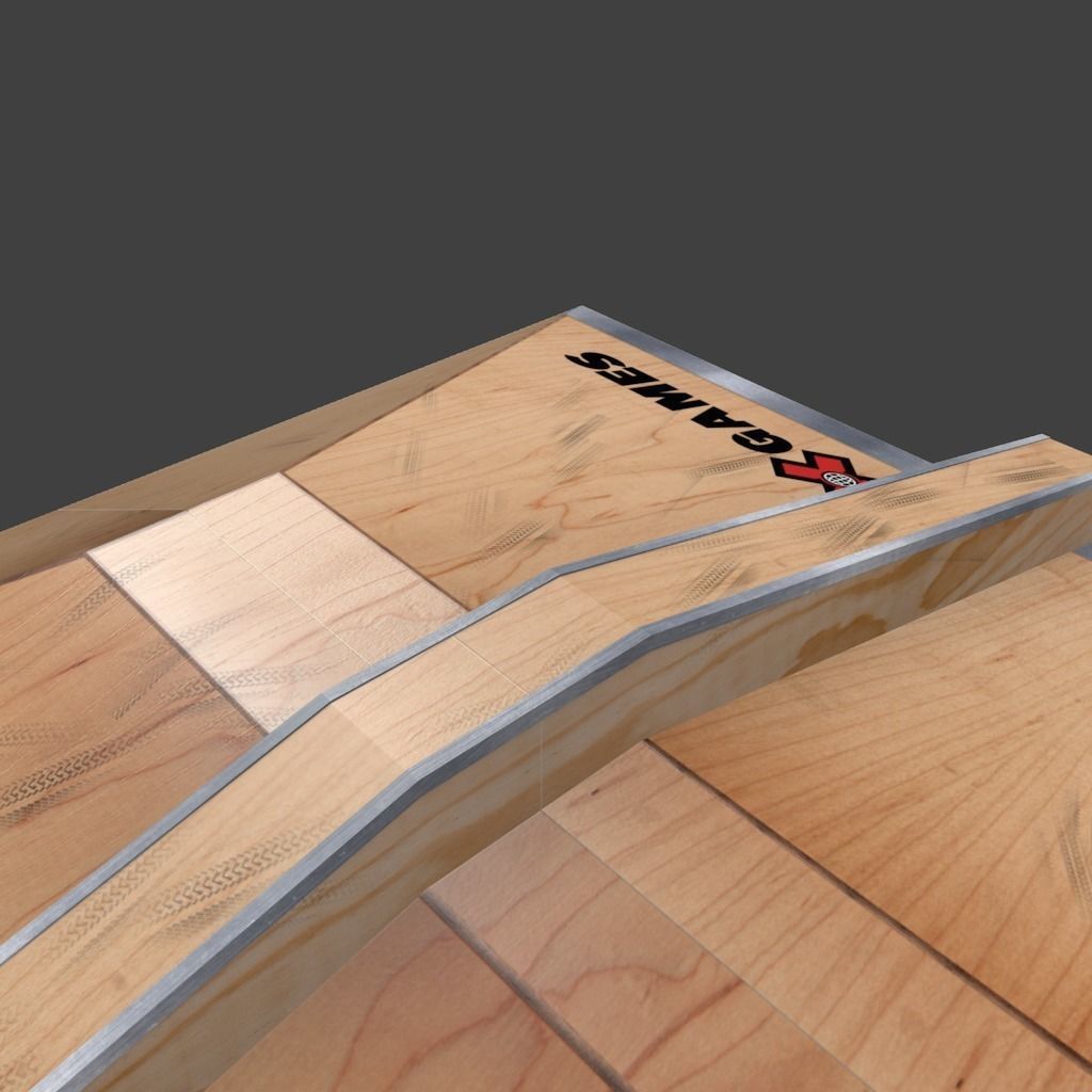 X-Games street Skate park ramps for BMX or skating Low-poly 3D model_7